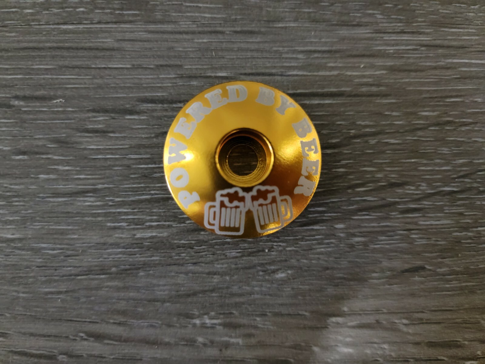 Powered By Beer Bike Headset Stem Top Cap 1 1/8 Gold Road Mountain
