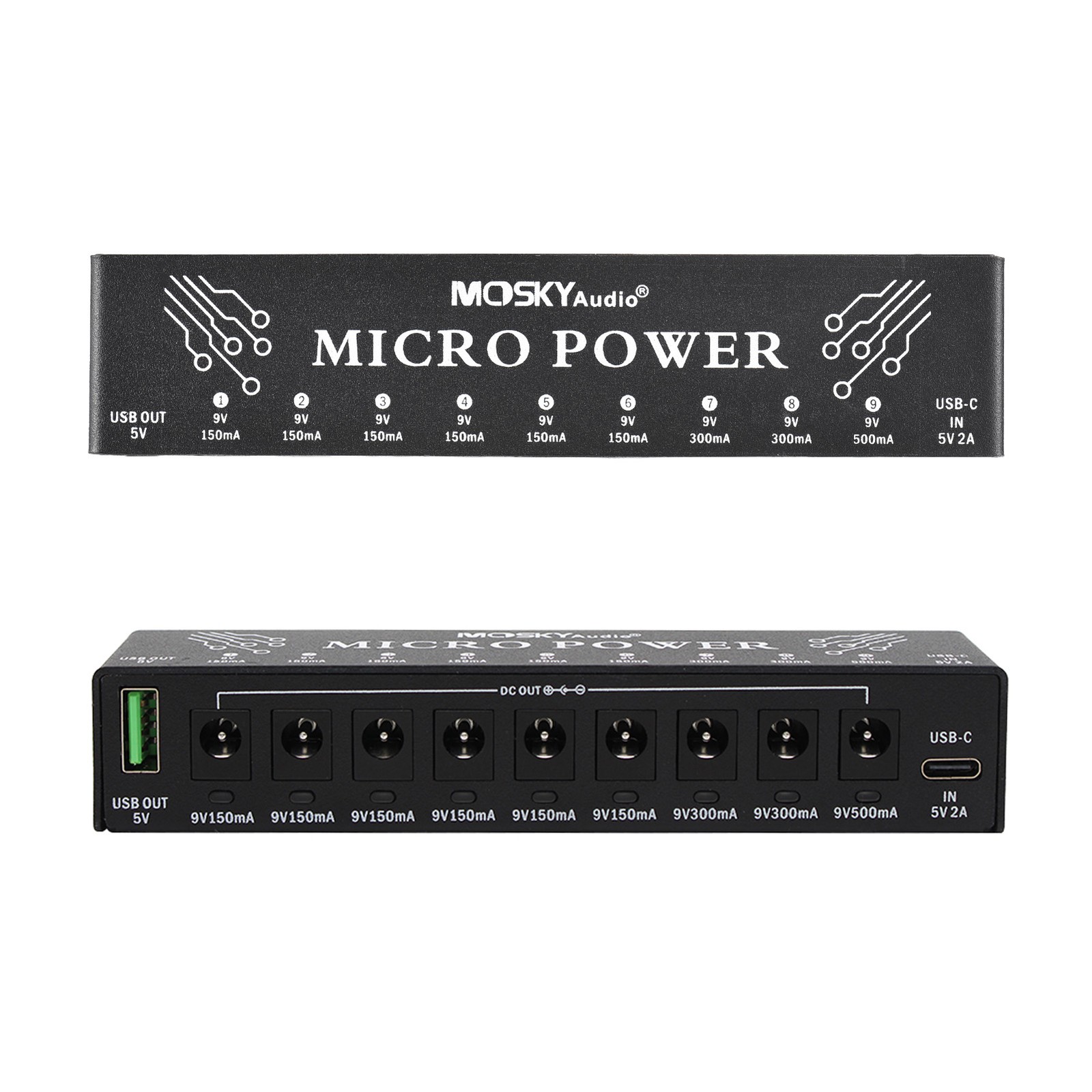 MOSKYAUDIO 10-Channel Musical Instrument Power Supply With Independent Shor IETW