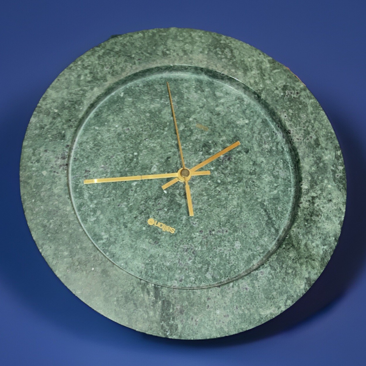 Salton Solid Green Marble Quartz Precision Wall Clock 10” Diameter Tested Works