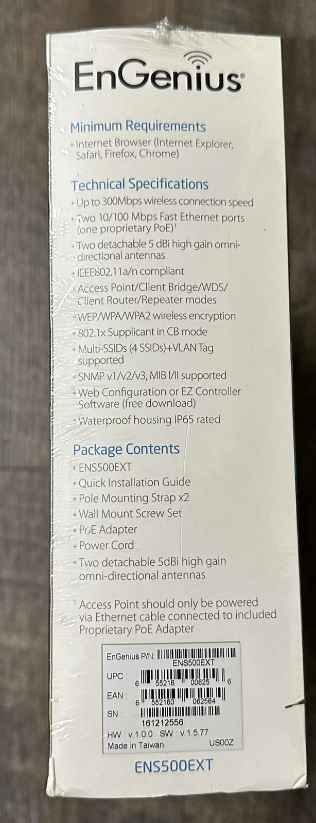 EnGenius ENS500EXT 5 GHz Long Range PoE Outdoor Access Point / Client Bridge NEW