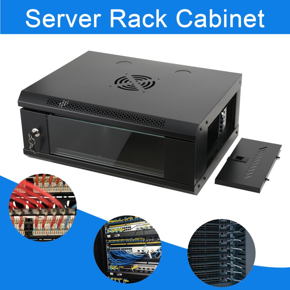 4U Server Rack Cabinet Network Data Rack Enclosure 60kg Load Bearing Black