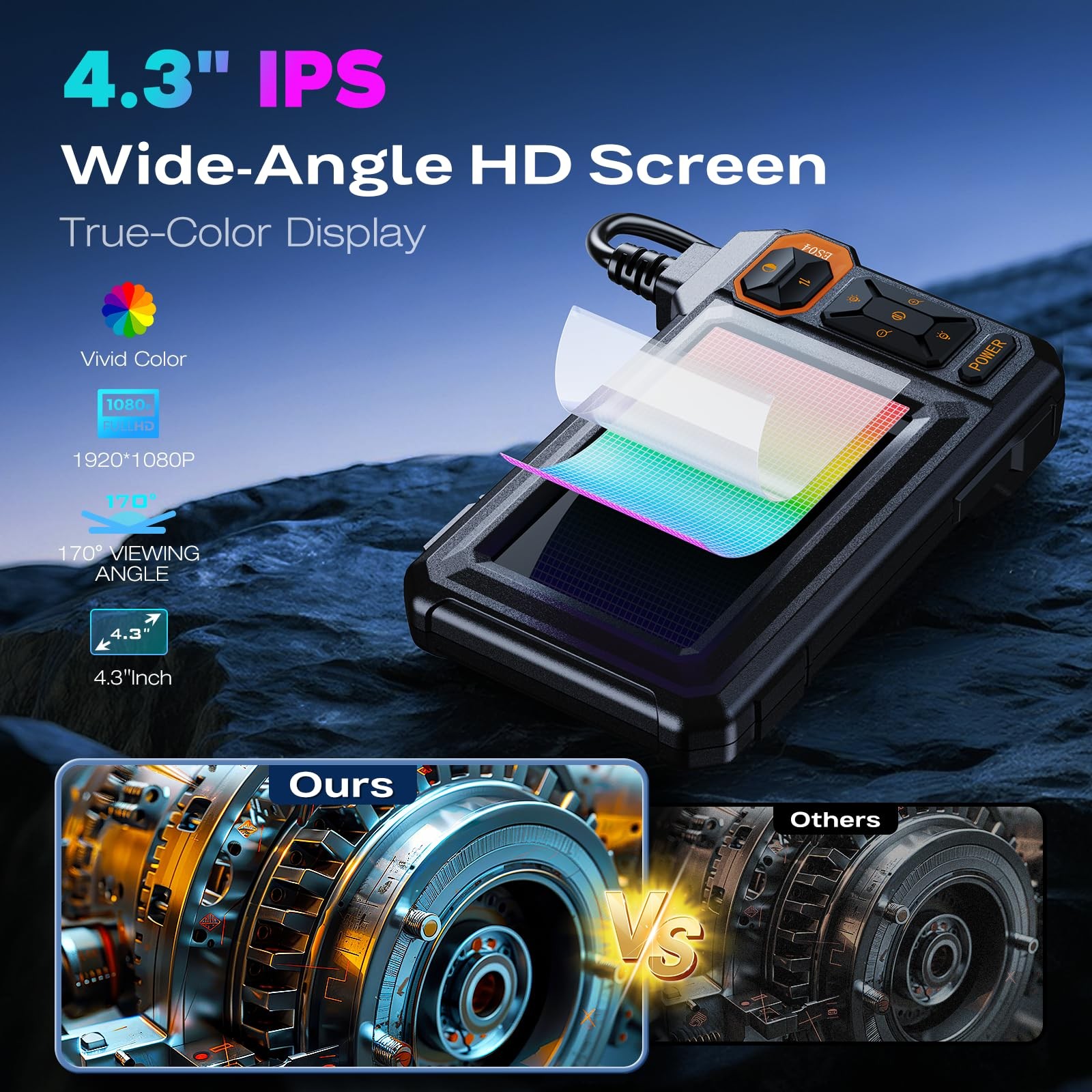 Endoscope Camera with Light, 1920P HD Borescope Inspection Camera with 4.3 IP...