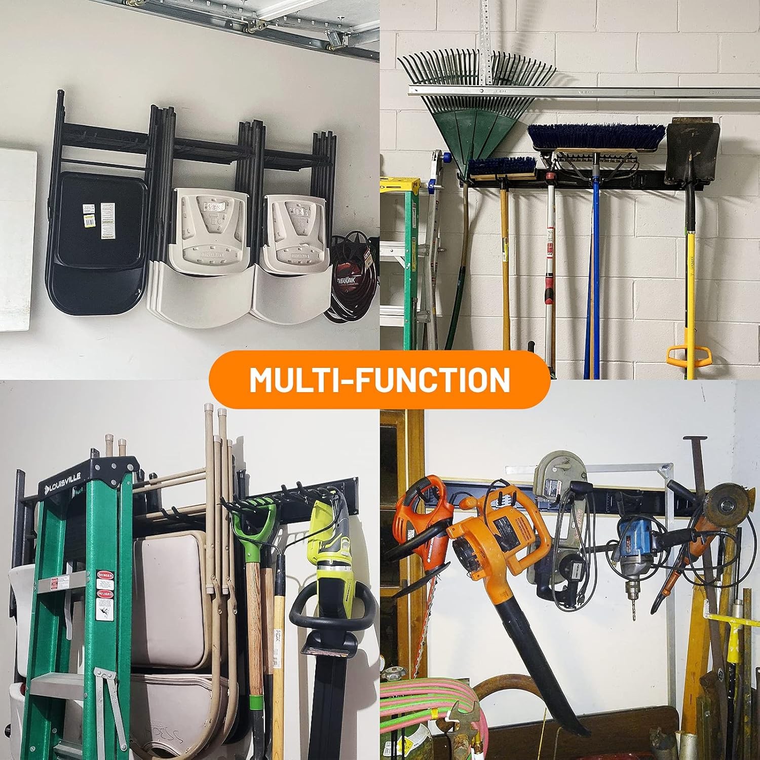 Wallmaster Garage Storage Organization Wall Mount, 6Hooks+3Panels, Black