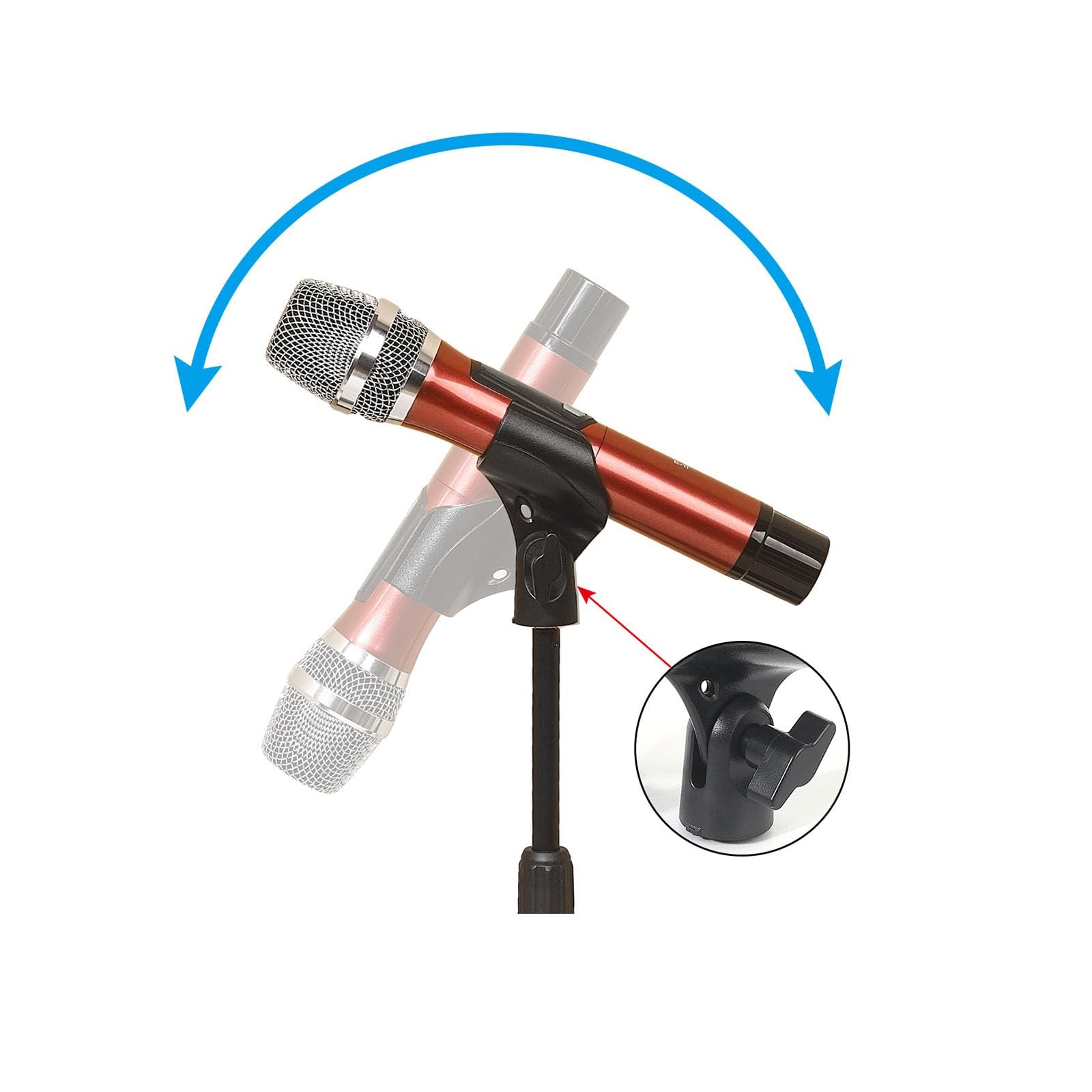 2 Pcs Universal Microphone Clip, Adjustable Mic Clip Holder for Black
