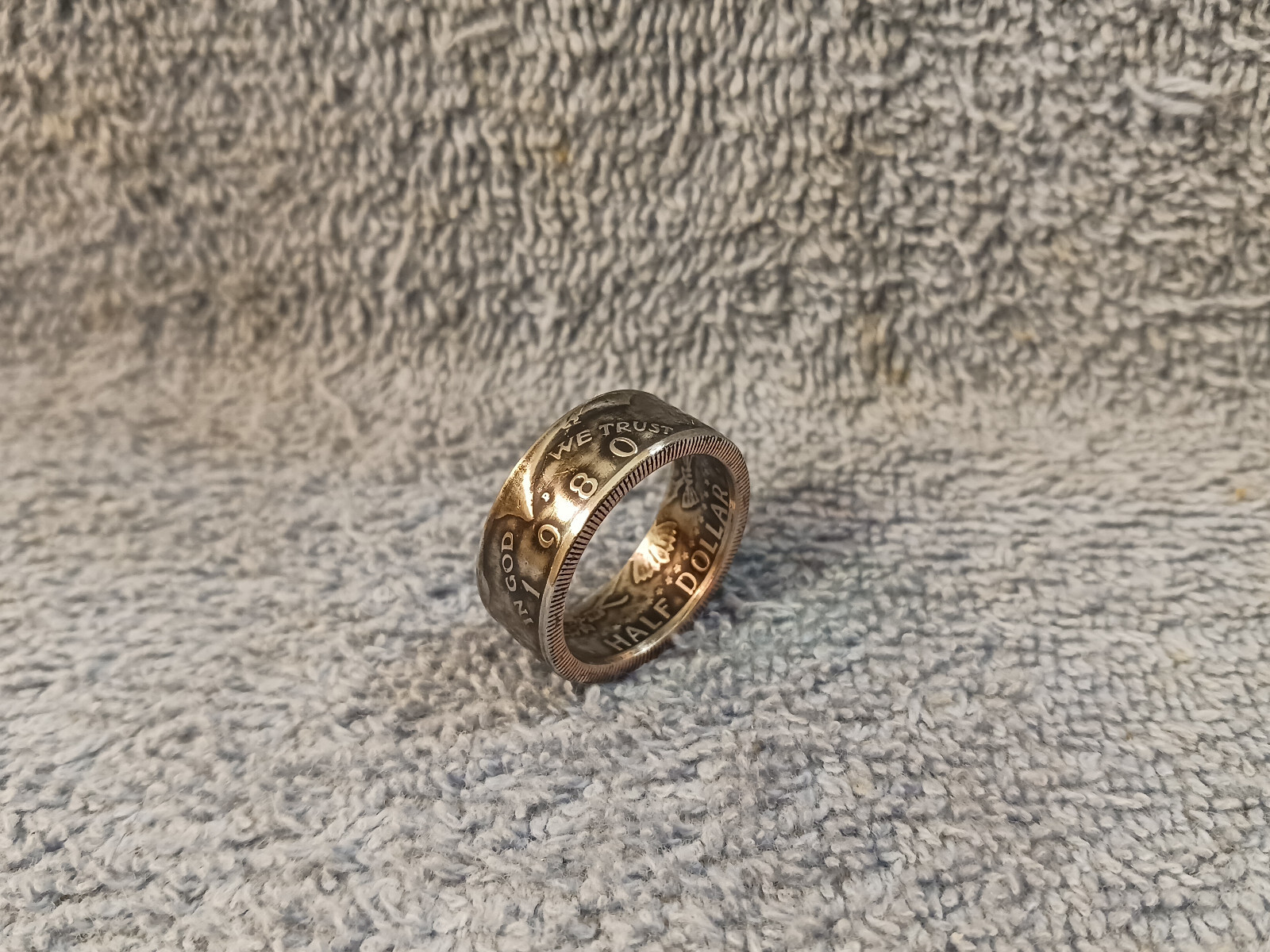 1980 Kennedy Half Dollars  size 11-1/2 coin ring  handmade mixed metals (A)