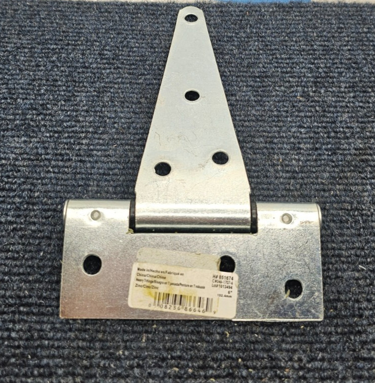 851674 Hardware Essentials Steel Heavy Duty T-Hinges Zinc-Plated 6-Inch 152.4MM