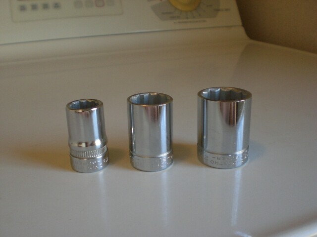 Old Vintage 3 Lot Indestro Super 1/2" Drive Sockets 20 & 23mm + 19/32 SAE METRIC