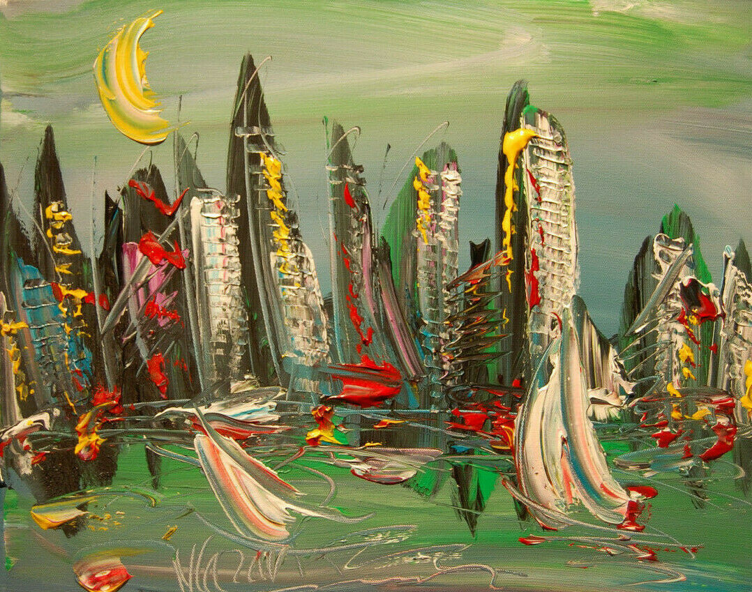 Cityscape Landscape Oiginal Oil Painting Canvas Impressionist .