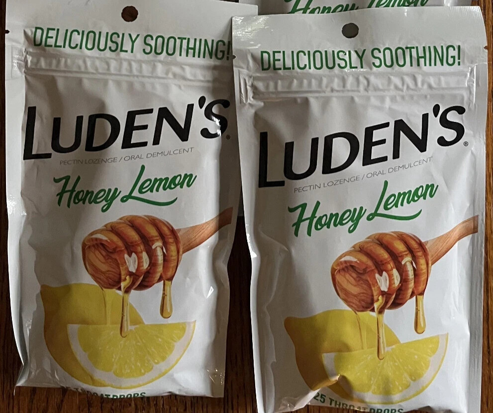 2 BAGS LUDENS LUDEN'S Honey Lemon Flavor Throat Drops 25 Count SEALED