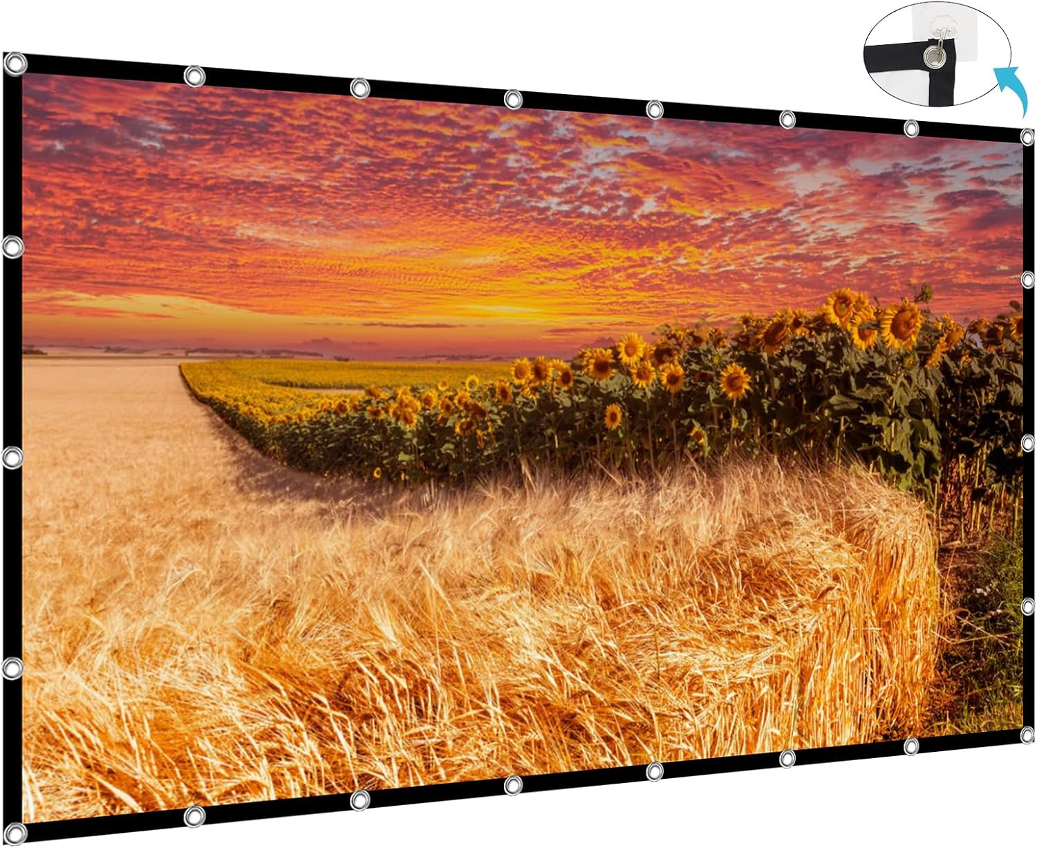 Projector Screen 200 Inch, Large 4K HD 16:9 Foldable Portable