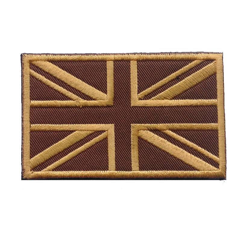 2PCS BRITISH F/L UNITED KINGDOM UNION ENGLAND UK GREAT BRITAIN HOOK PATCH TAN