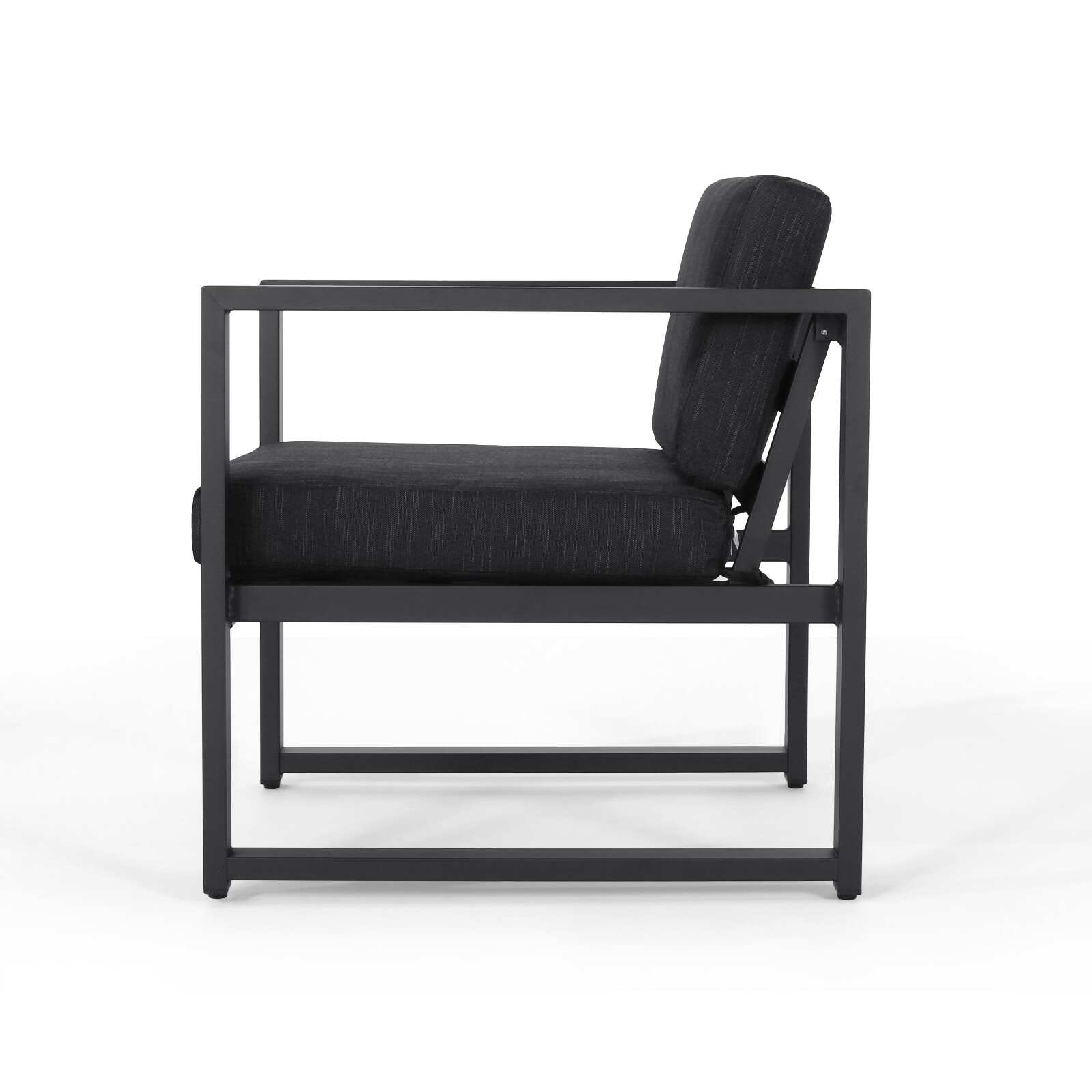 Navan Outdoor 4 Seater Aluminum Chat Set, Silver with Dark Grey Cushions