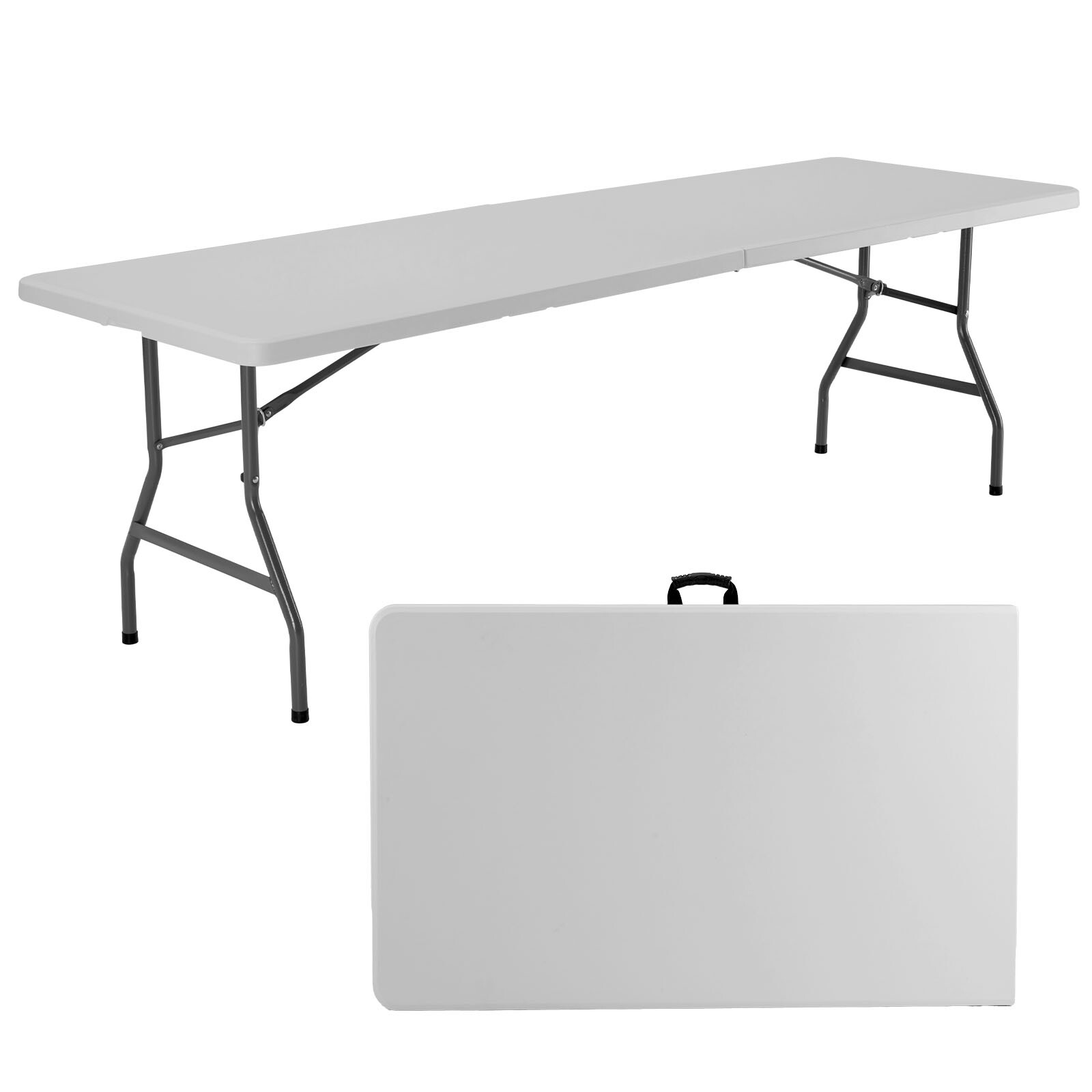 Portable Patio Picnic Table with Handle, Folding Table, White Waterproof Panel