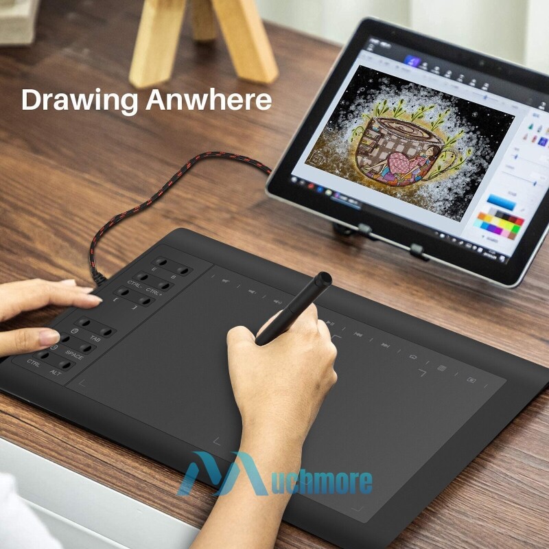Graphics Drawing Tablet HD Screen+Digital Pen Kit Quick Reading Pressure Sensing