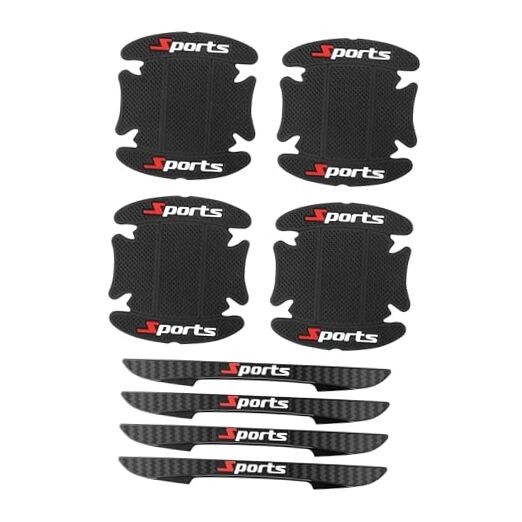 4PCS Car Door Protector+4PCS Car Door Handle Protector,Sports Car Door Black