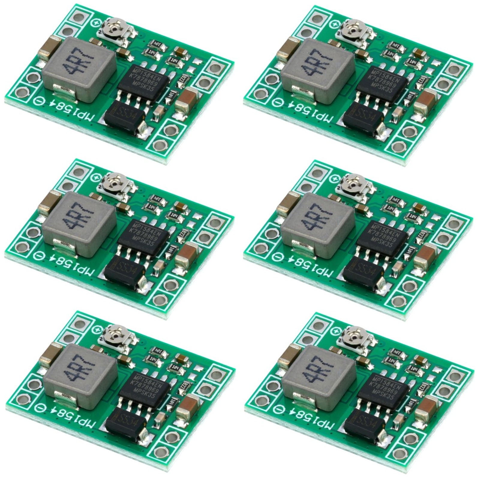 6 PCS MP1584EN Mini DC-DC Buck Converter 3A Adjustable Power Supply Module