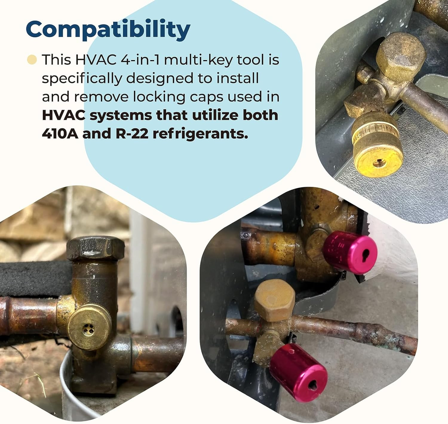 HVAC Locking Caps Key for 410A and R22 Refrigerant Safety Caps, for Installation