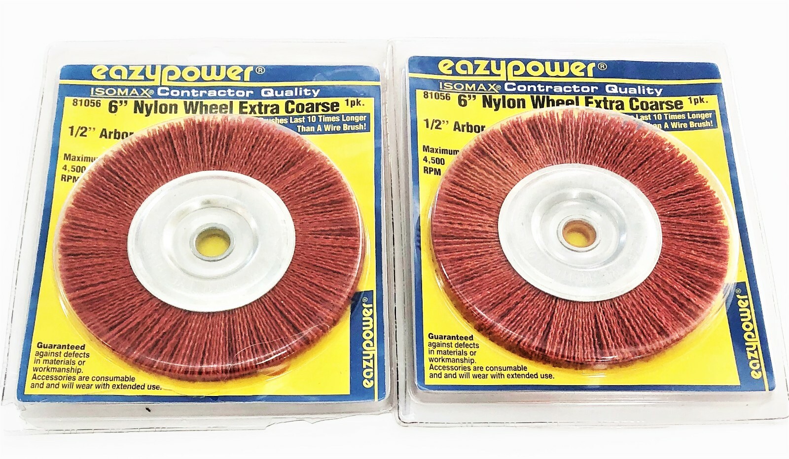 2 EAZYPOWER ISOMAX 6" NYLON WHEEL BRUSH EXTRA COARSE BENCH GRINDER WIRE #81056