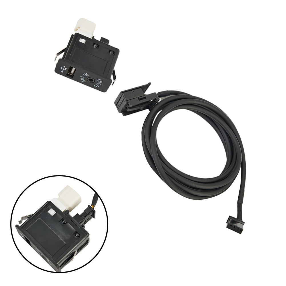 AUX USB Interface Panel Cable Adapter And Socket USB2.0 Black Cable For
