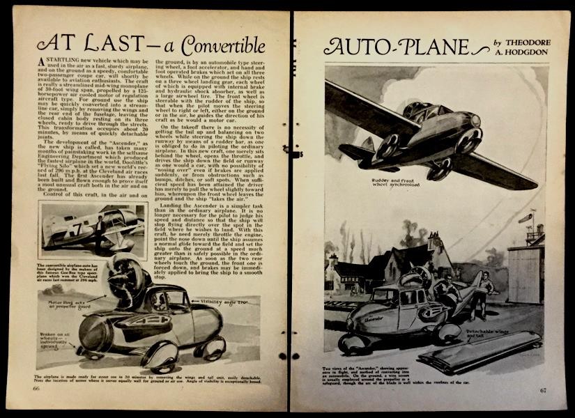 Granville Brothers Aeromobile 1935 pictorial concept Flying Car Ascender