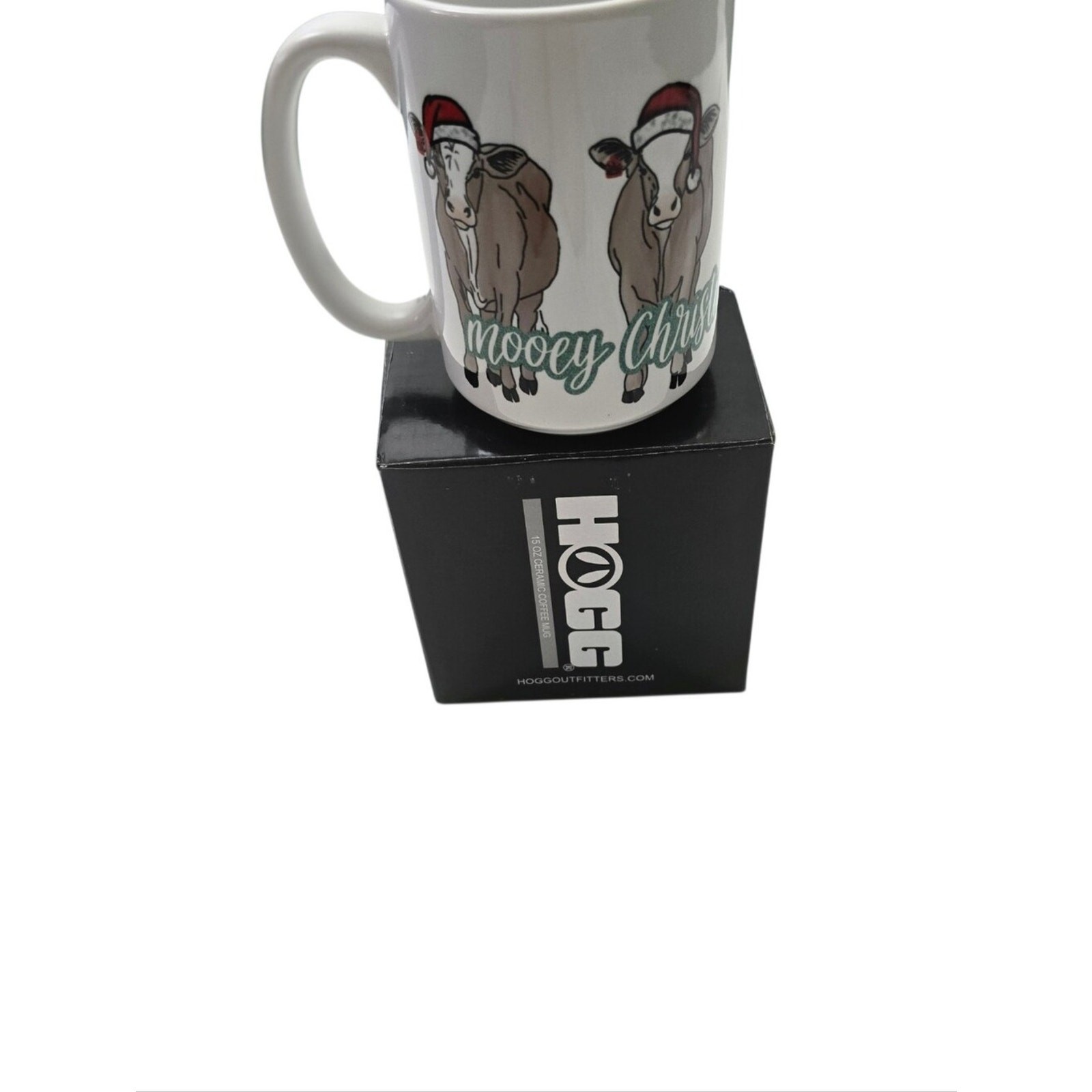 Funny Mooey Christmas Cow Coffee Mug Holiday Farmhouse Ceramic Coffee Cup Christ