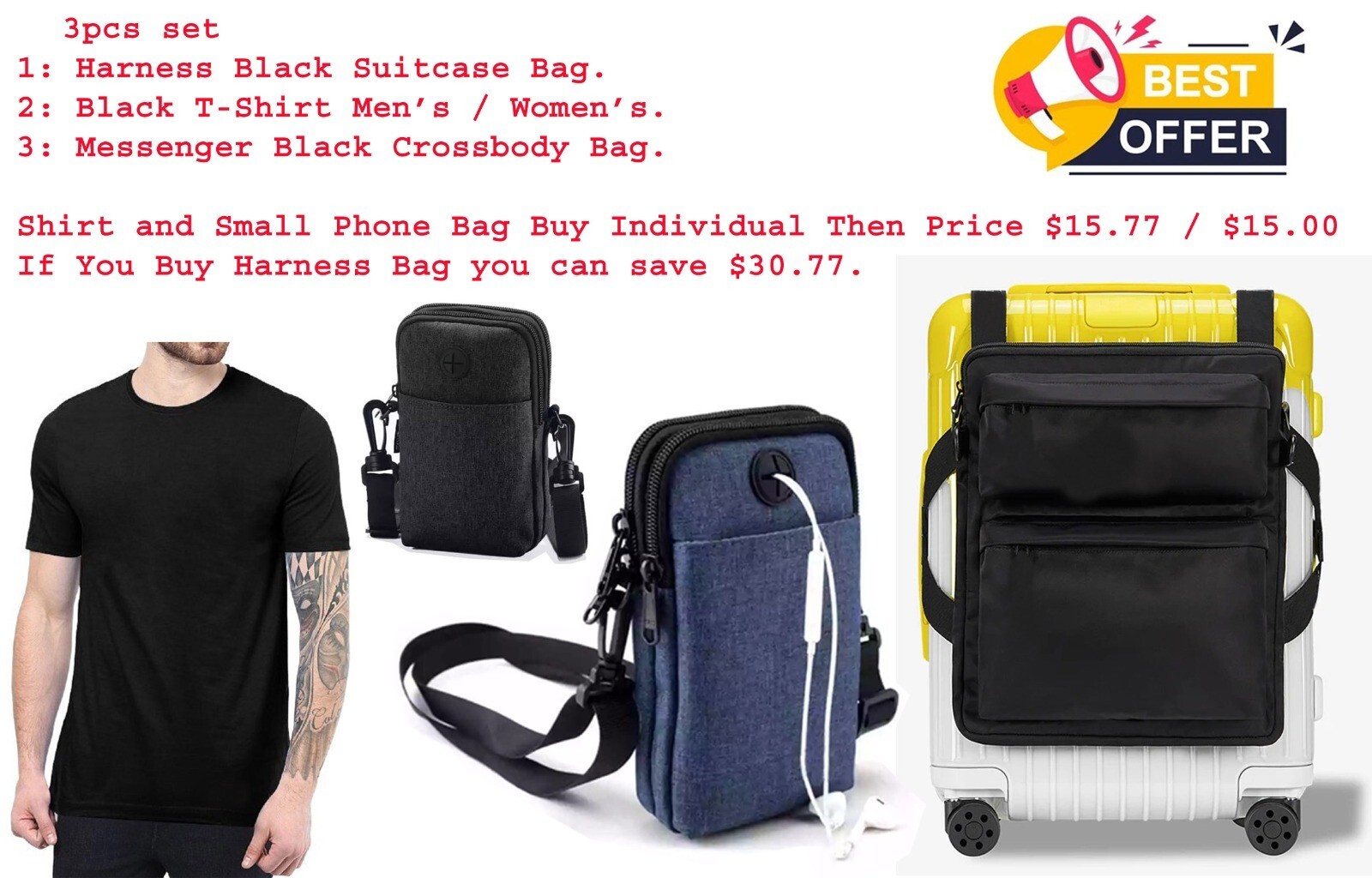 Travel Luggage Cabin Suitcase Harness Black Rimowa Style Chaos Cabin Bag T-Shirt