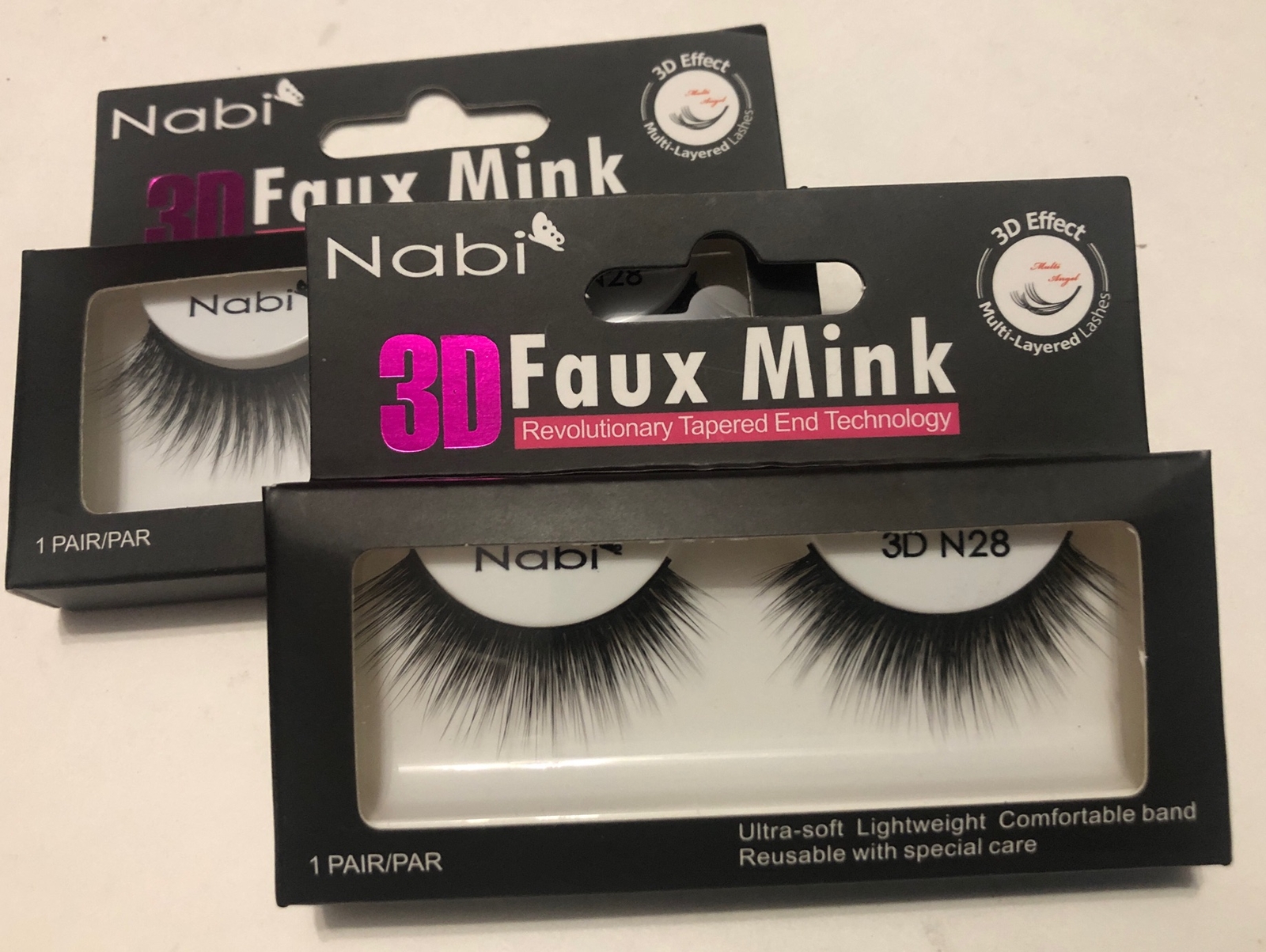 (Lot Of 2 Pair) False Eye Lashes 3D Faux Mink Nabi 3D N28 Reusable Beauty