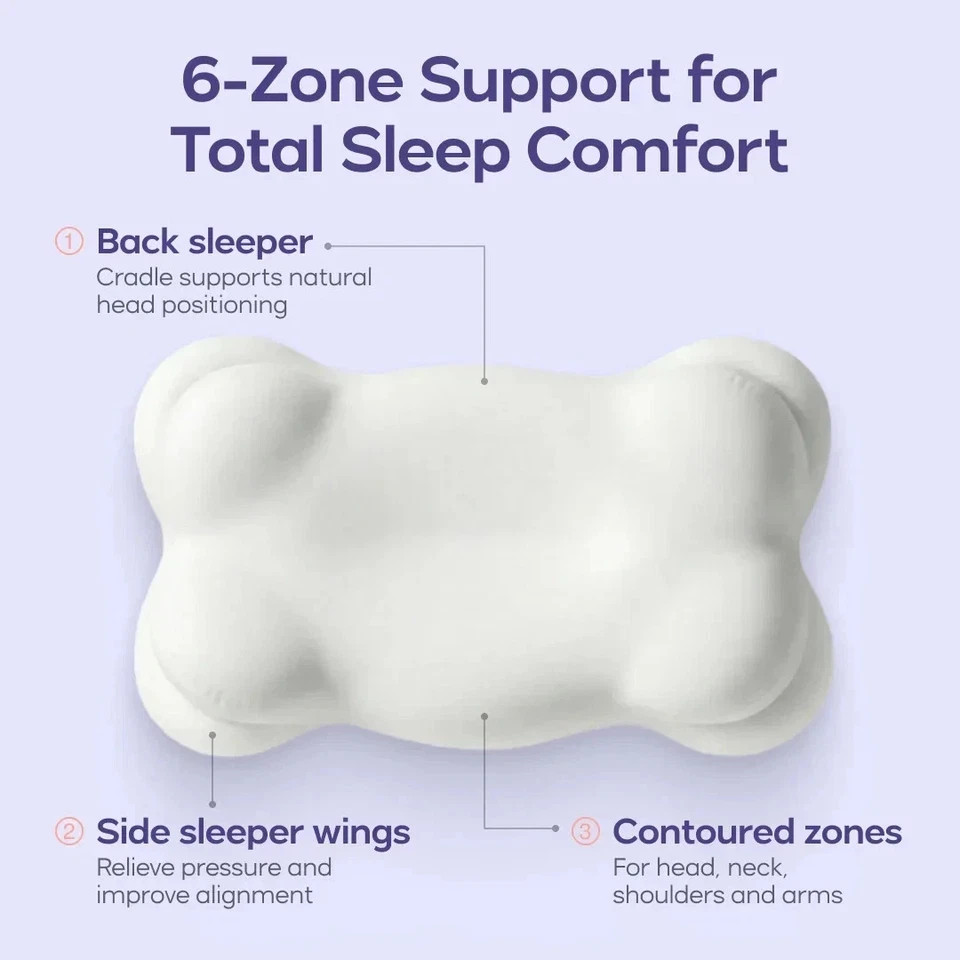 Mellow CloudAlign Sleep Pillow Memory Foam Neck Support - Regular size FREE SHIP