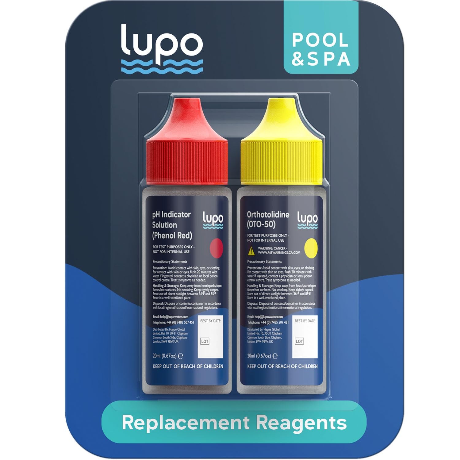 Lupo 2-in-1 Pool Test Kit Replacement Reagents | Refill Solutions