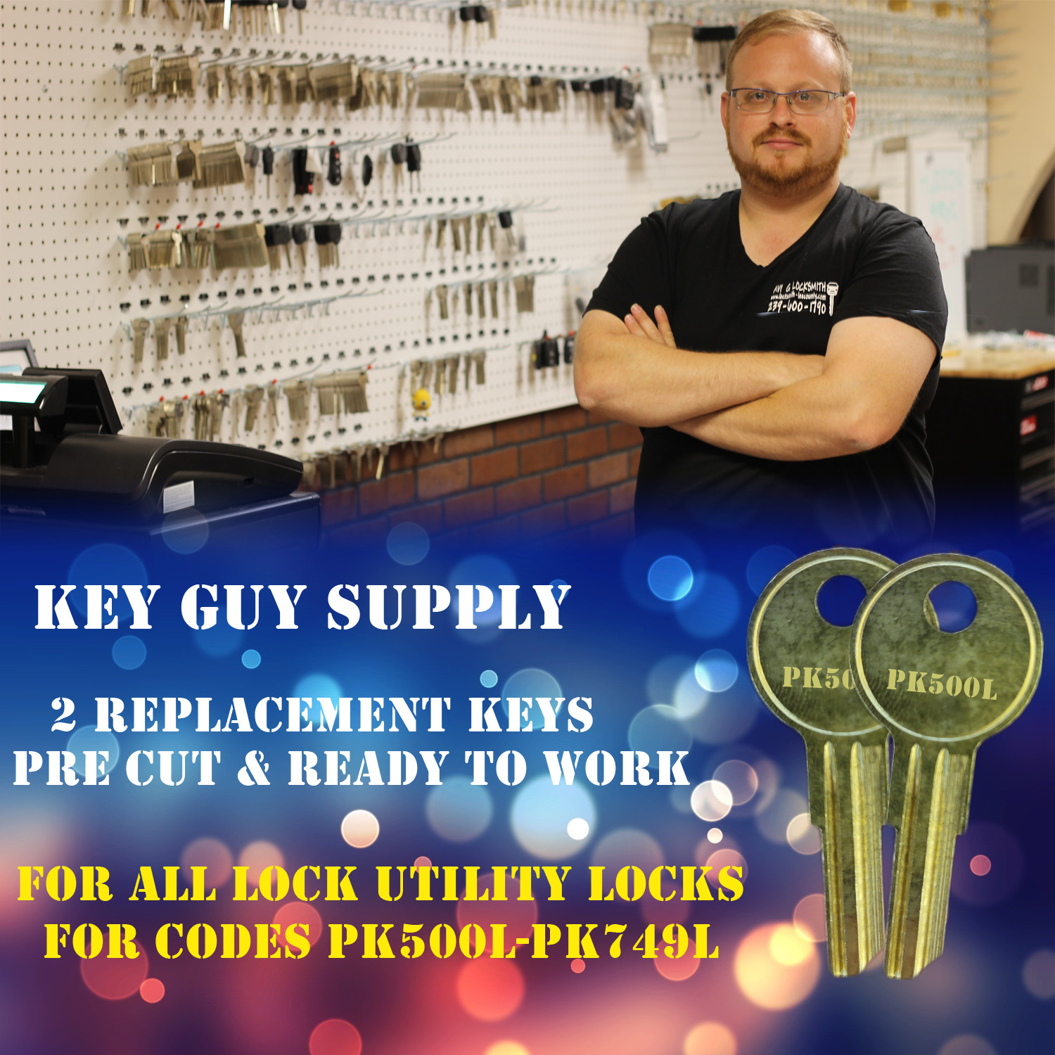 PK500-PK749. Pair of keys for All Lock brand utilitiy locks Pre cut to your code