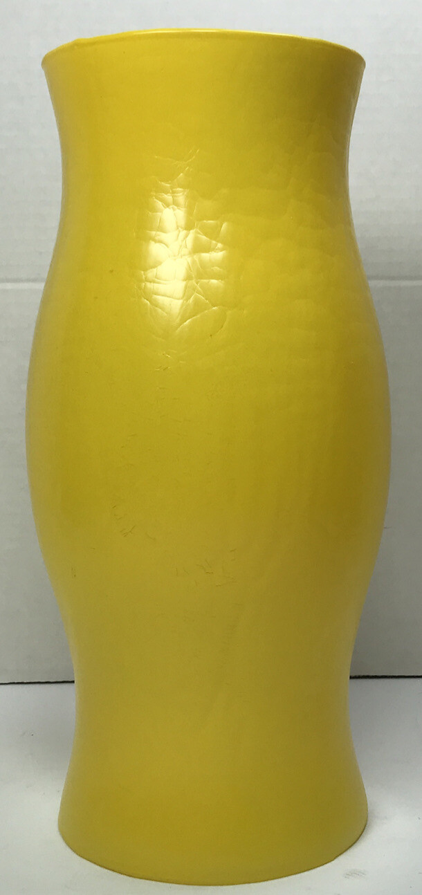 Textured Hurricane Glass Shade Globe 11.5"x4.5"x4.5" Vtg Sunny Lemon Yellow EUC