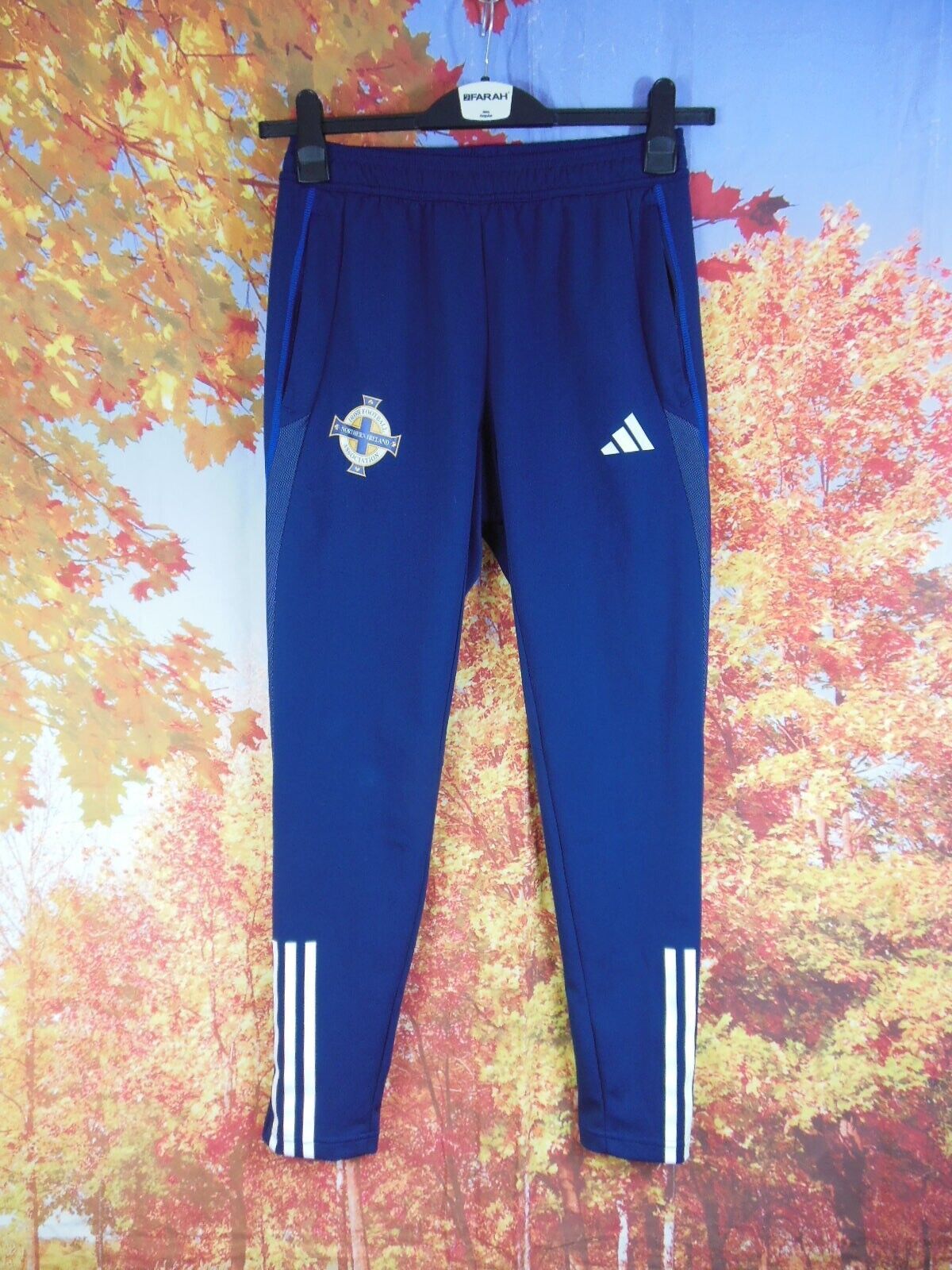 Northern Ireland Football blue adidas Tracksuit Trousers. UK men's size Small