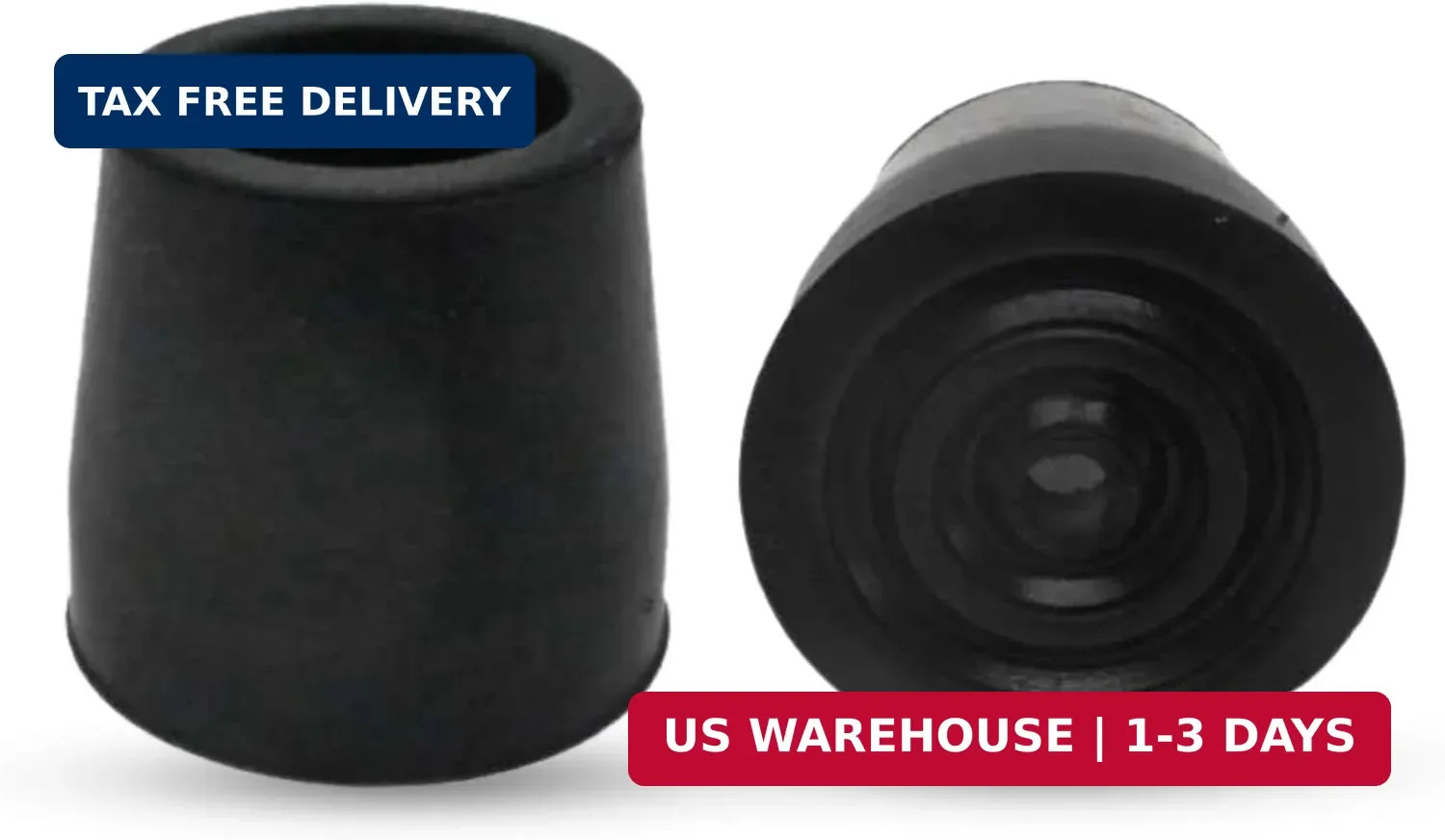 Gadgetime USA - Durable Cane Walker Tips - (Pack of 2) - 1" inch with Metal Inse