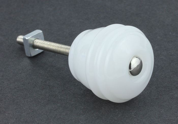 1-1/8" Glass Barrel Knob Milk White