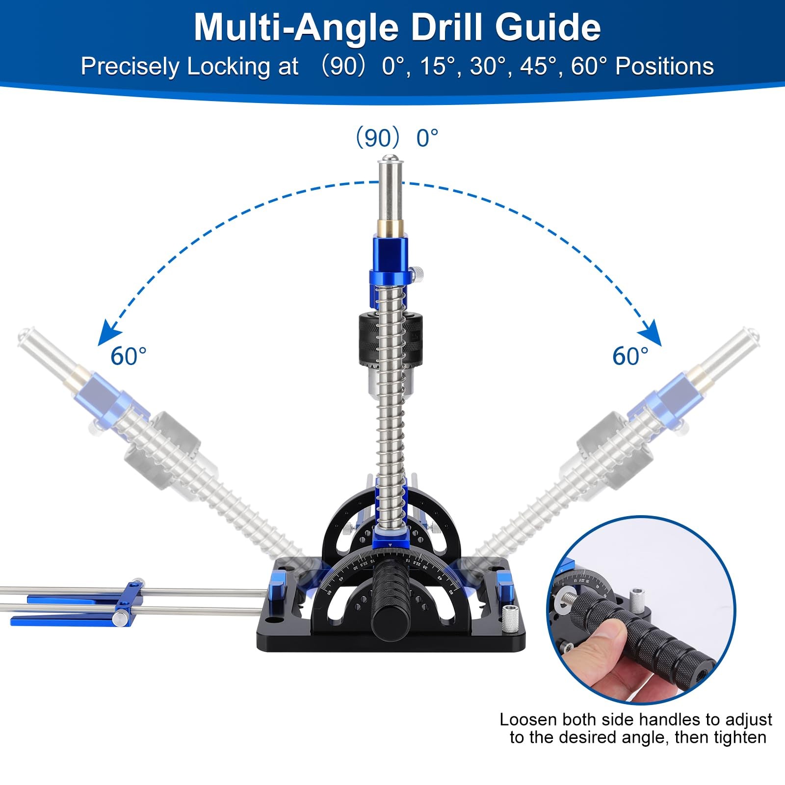 Upgraded Portable Drill Guide, Adjustable 0Â°to 60Â°Multi Angle Drill Guide for