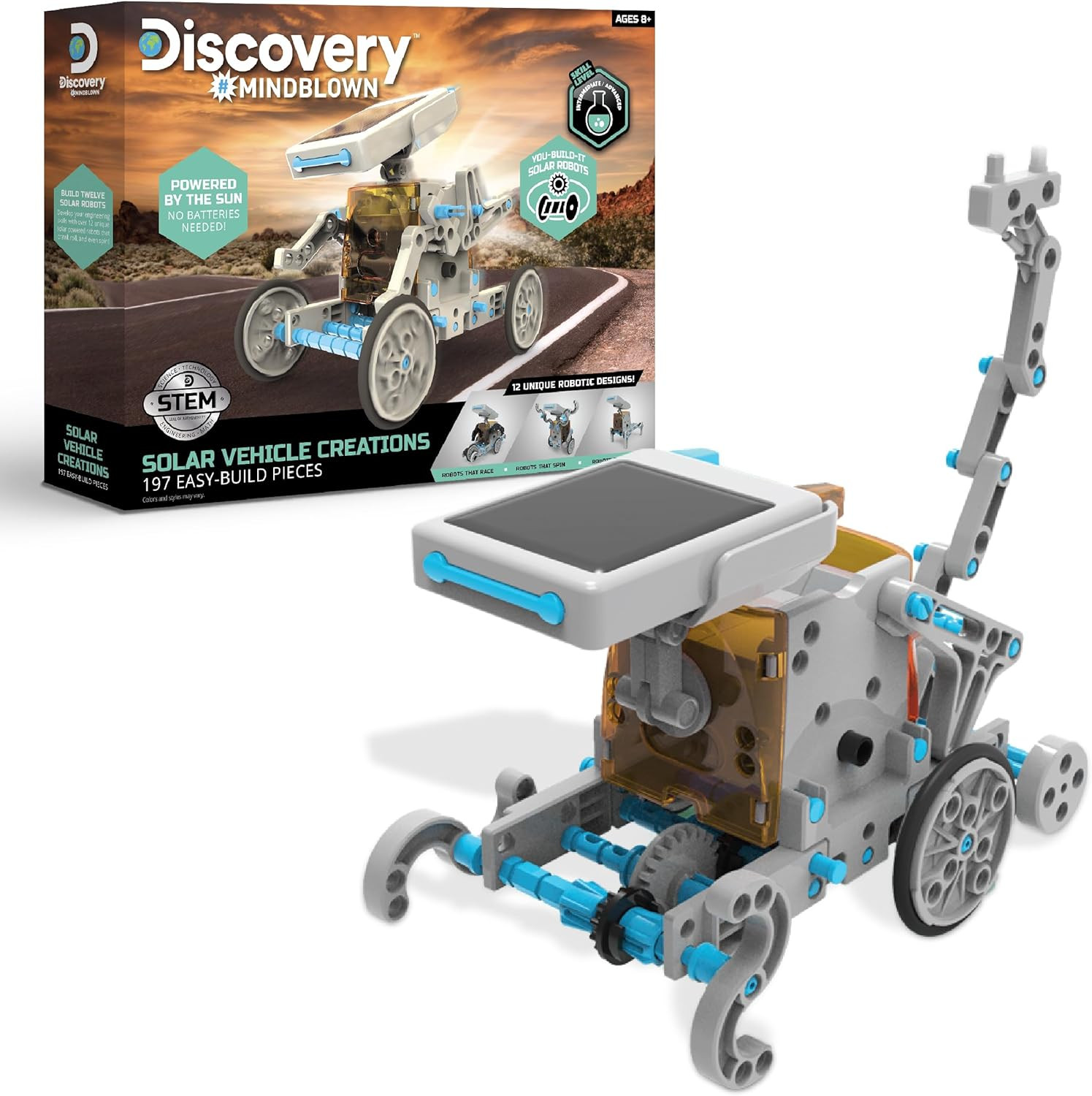 ™ STEM 12-In-1 Solar Robot Creation 197-Piece Kit with Working Solar Powered Mot