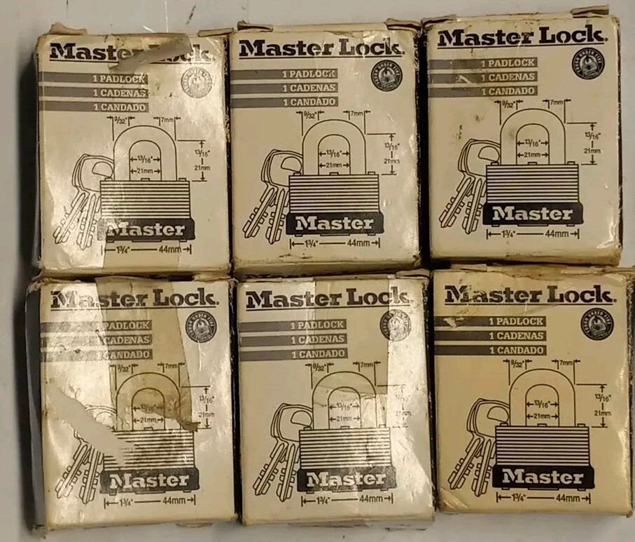 6 Master Lock Keyed Commercial Steel #500 Padlock All One Money