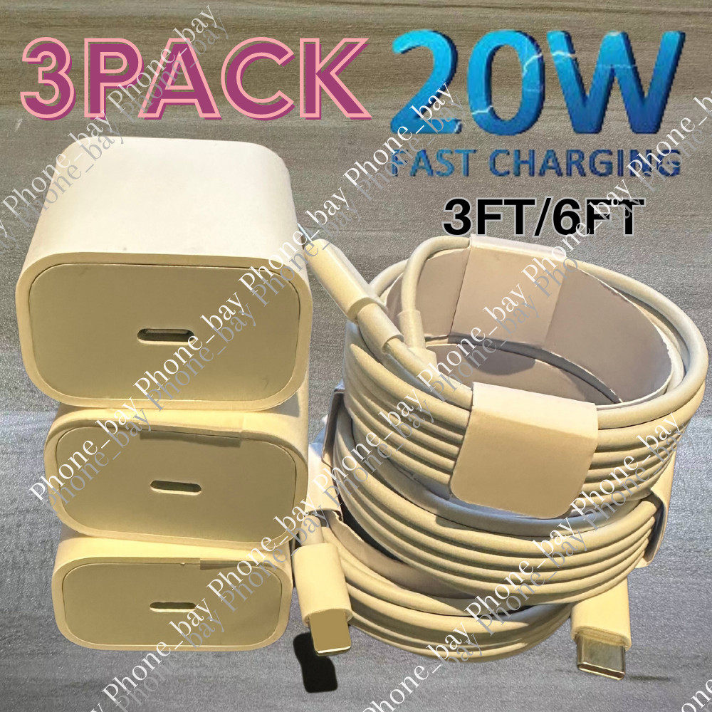 3 Pack 20W Upgrade Super Fast Charger Type C For iPhone 14 13 12 11Pro Max Xs 8
