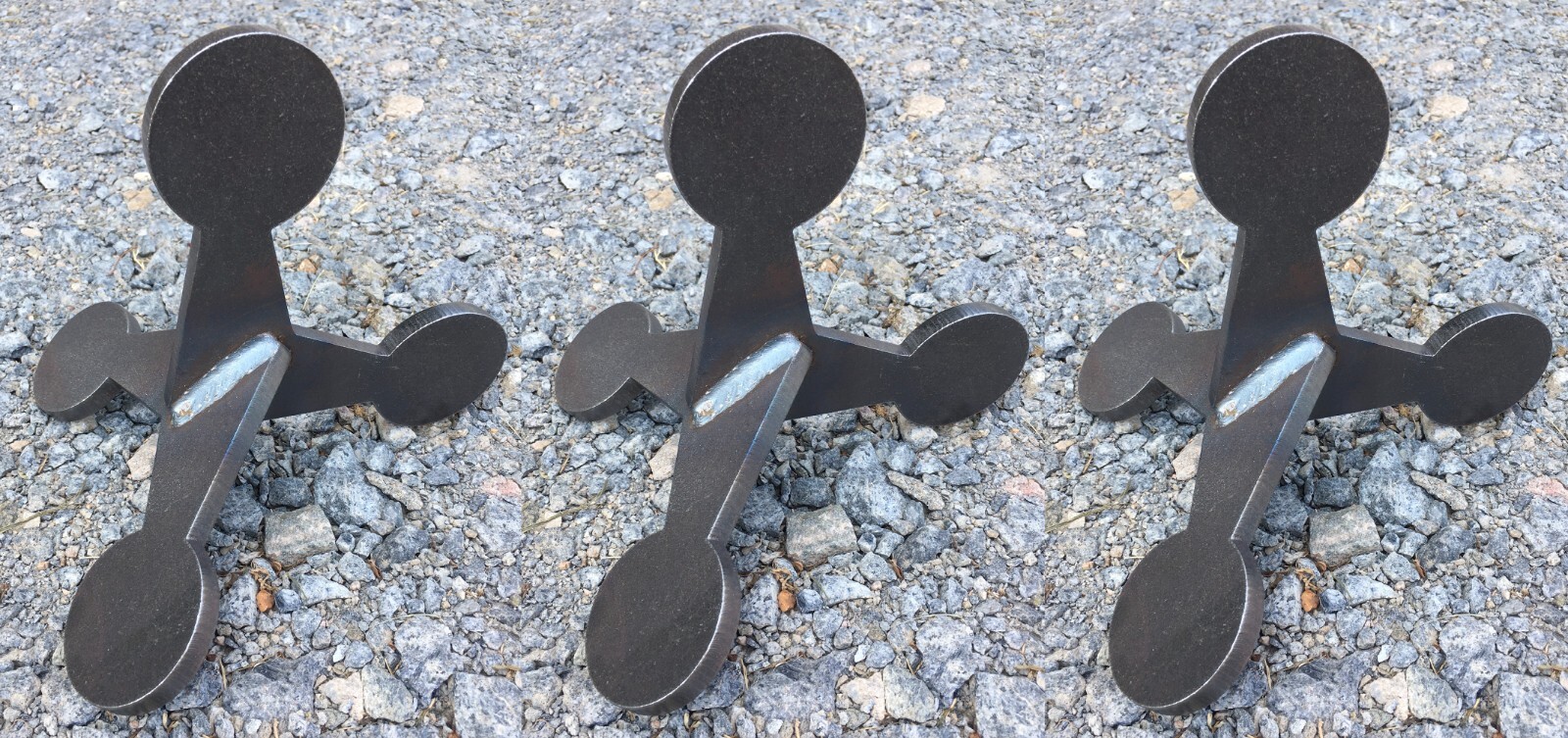 3/8" AR500 Flipping Steel Shooting Target Walking Jumping Jack 2.5" - Welded 3pc
