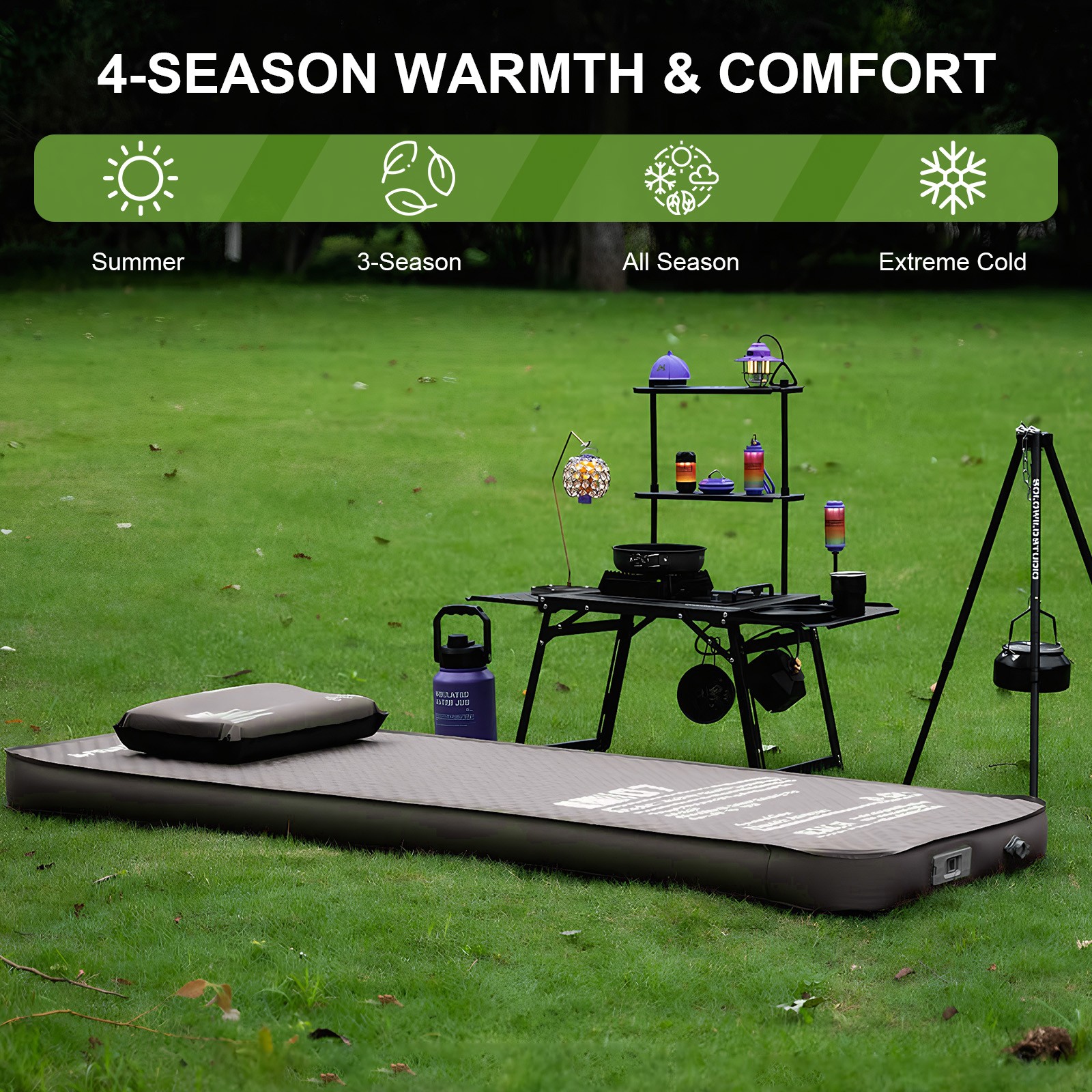 Single Portable Camping Inflatable Pad with Pump for Backpacking Car Tent