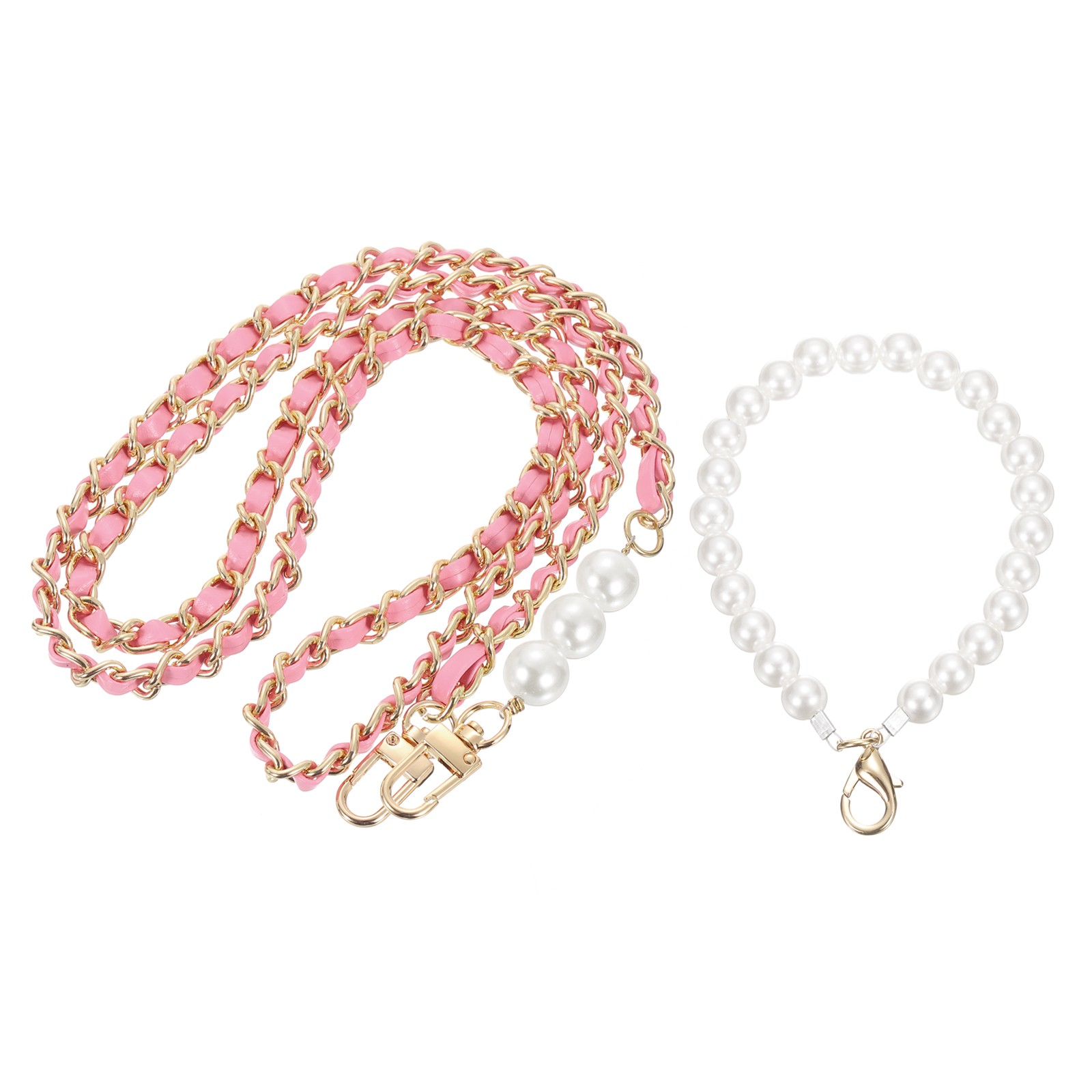 Purse Chain Strap, Replacement Strap with Phone Lanyard, 49 Inch, Gold & Pink