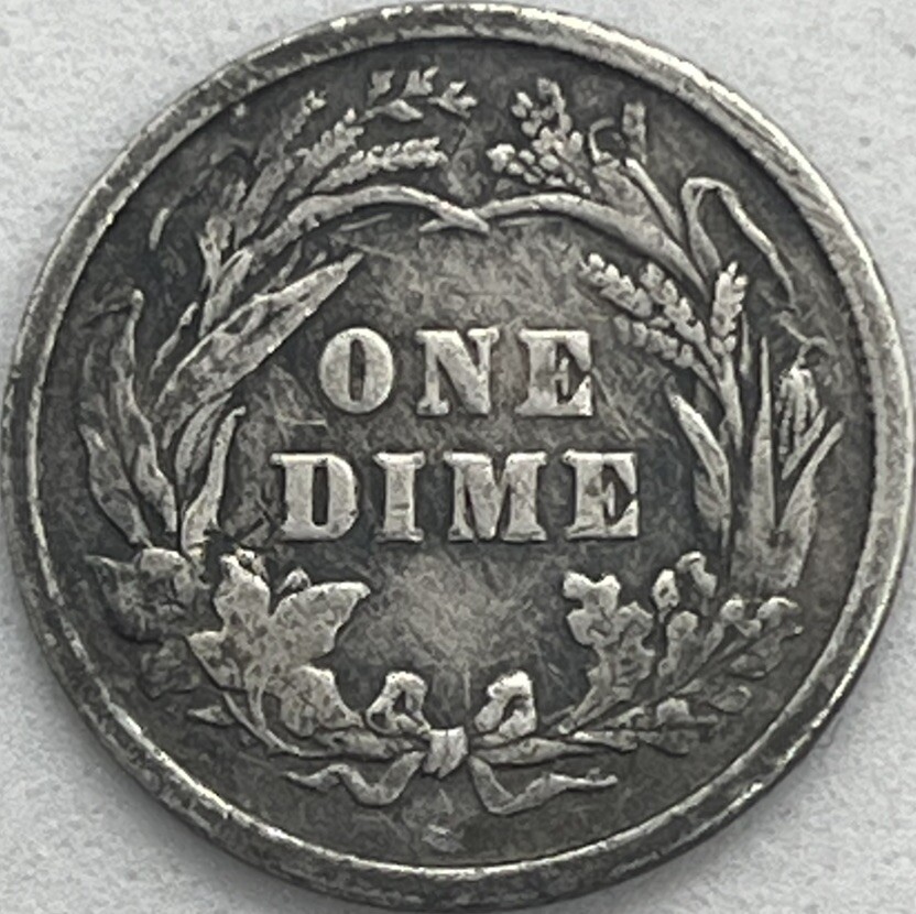 1898 Barber Silver Dime in a SAFLIP® - Fine- (VG+) Details