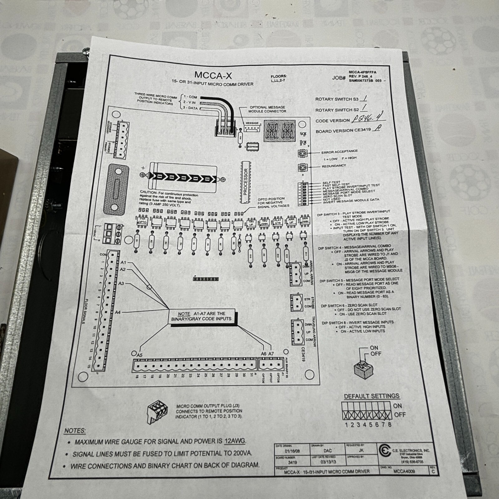 CE ELECTRONICS MCCA-X 15/31 INPUT MICRO COM DRIVER, ELEVATOR CONTROL 🎯