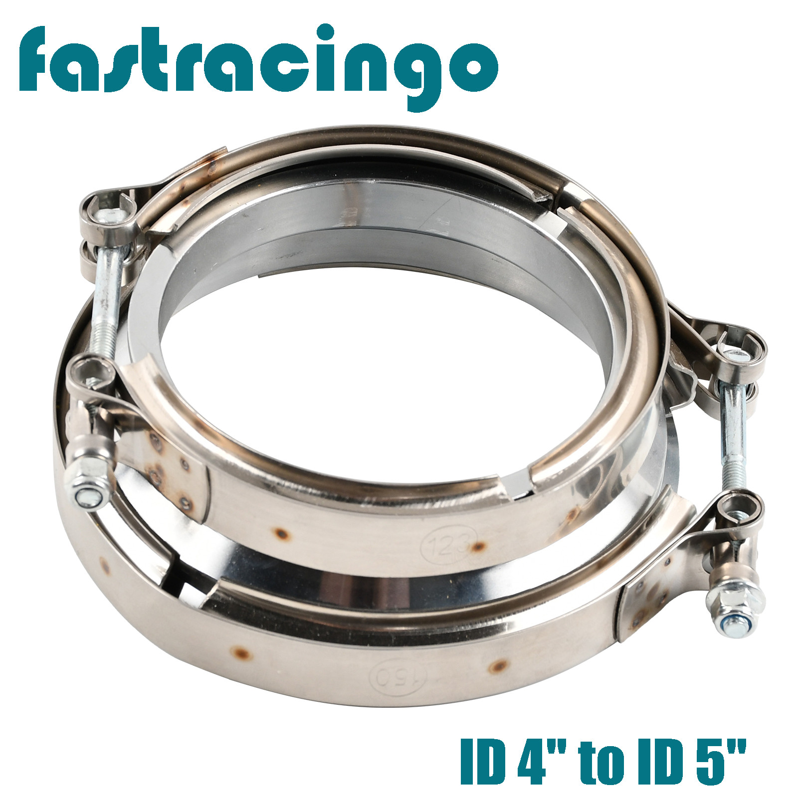 4" to 5" ID Stainless Steel Exhaust V-band w/Clamp Adapter Flange