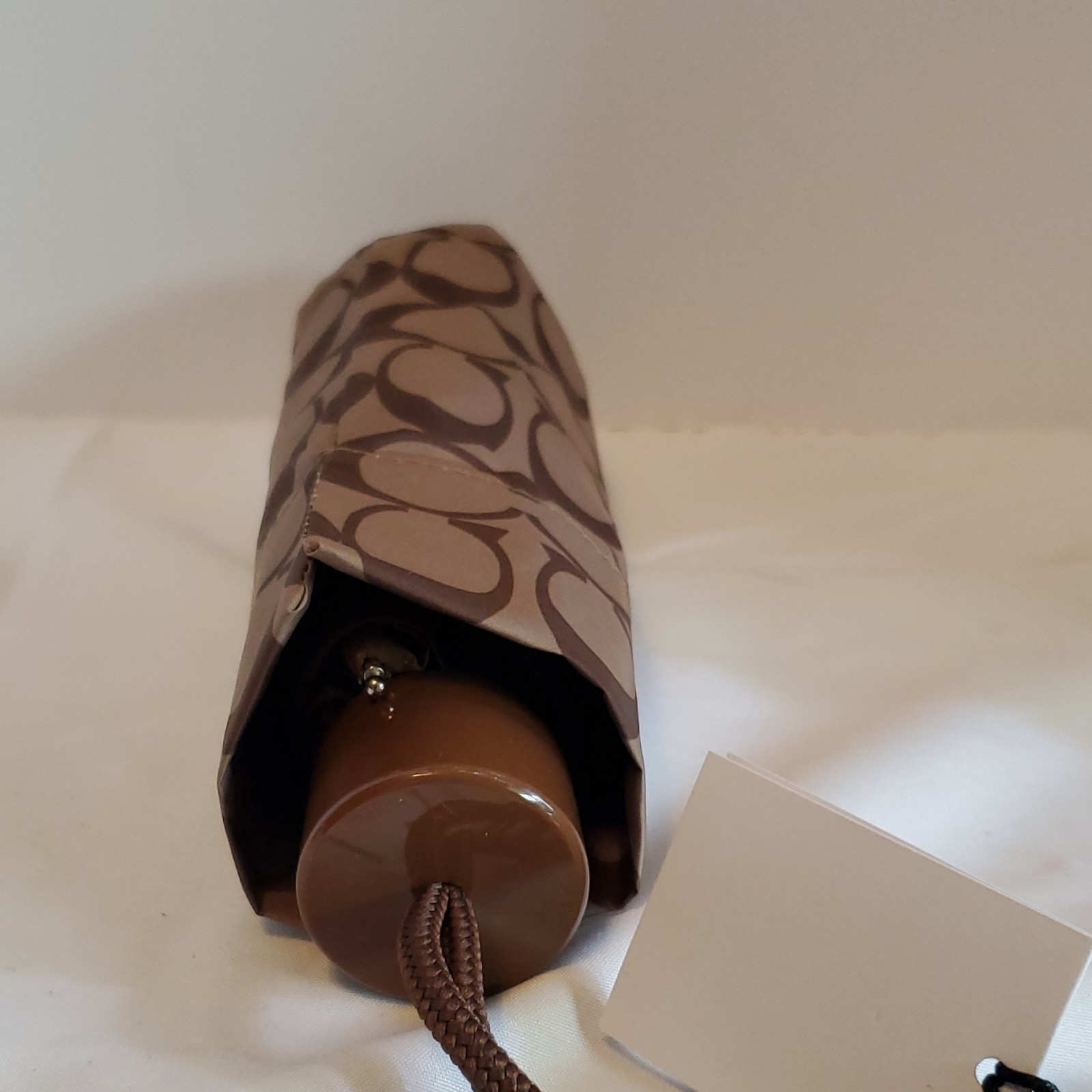 Coach Brown Mini Umbrella Signature Logo Print One Size