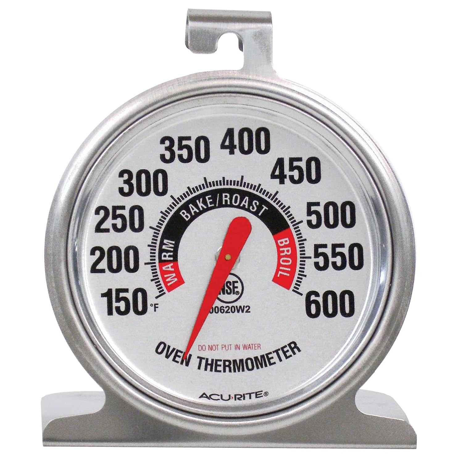 AcuRite 00620A2 Stainless Steel Oven Thermometer (150°F to 600°F) 1, Silver