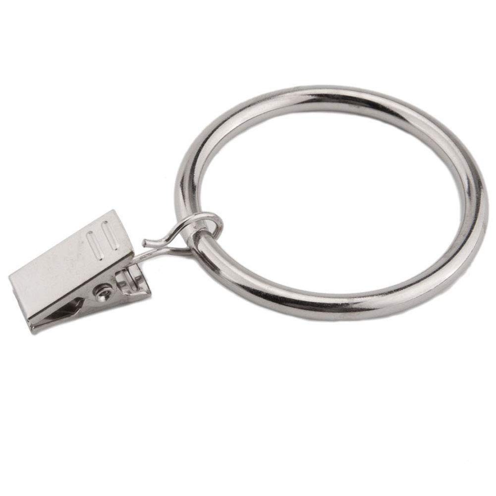 Coideal Curtain Rings with Clips Silver 55mm,10 Pack Extra 55 mm,