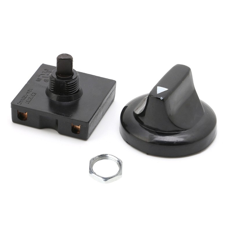 Black Fan Rotary Switch 4 Position 3 Speed Selector Switch Governor with Button&