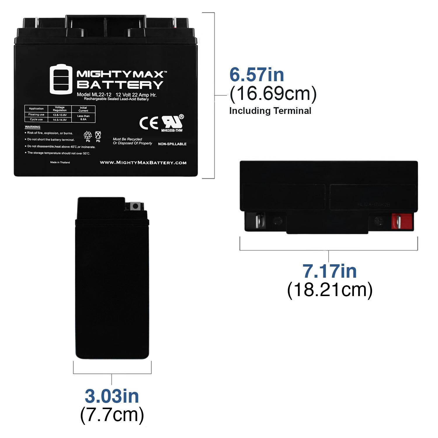 Mighty Max 12V 22AH SLA Battery Replacement for E-Wheels EW-36 - 4 Pack