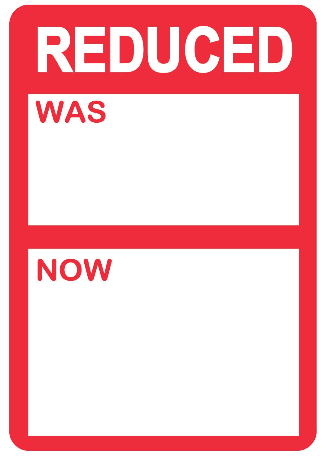 Red - Reduced was / now Price Stickers / Labels For Use With Thermal Printers